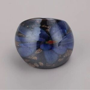 Artistic Blue Swirl Glass Ring